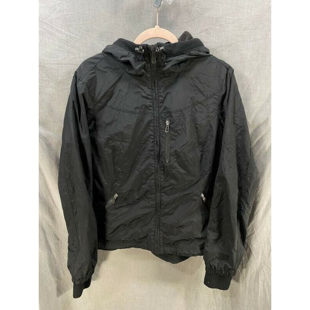 H&M Sport Jacket Womens 12 Black Full Zip Insulated Hooded Parka Coat Ladies